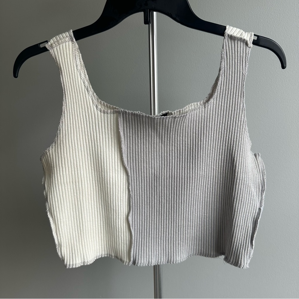 Papermoon Ribbed Colorblock Crop Tank | Size M